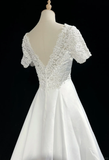 Vintage Bridal Gown 1960s Ball Gown V Neck Short Sleeves Ivory Long Summer Autumn Wedding Dresses Elegant Bridal Gowns HZ1214
