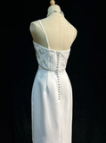 Vintage Bridal Gown 1960s Sheath Spaghetti Straps Satin White Long Summer Autumn Wedding Dresses Elegant Bridal Gowns HZ1214