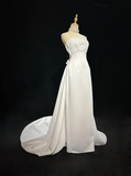 Vintage Bridal Gown 1960s Sheath Spaghetti Straps Satin White Long Summer Autumn Wedding Dresses Elegant Bridal Gowns HZ1214