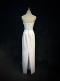 Vintage Bridal Gown 1960s Sheath Spaghetti Straps Satin White Long Summer Autumn Wedding Dresses Elegant Bridal Gowns HZ1214