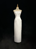 Vintage Bridal Gown 1960s Sheath Spaghetti Straps Satin White Long Summer Autumn Wedding Dresses Elegant Bridal Gowns HZ1214