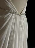 Vintage A line Scoop White Chiffon Long 1940s 1950s Wedding Dresses Elegant Bridal Gowns HZ1214