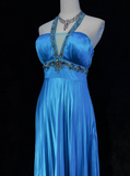 Pretty A line Halter Royal Blue Tea Length Formal 8th Grade Homecoming Dresses Summer Middle School Hoco Dress Homecoming Outfits HZ1214