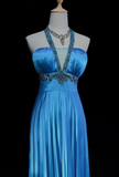 Pretty A line Halter Royal Blue Tea Length Formal 8th Grade Homecoming Dresses Summer Middle School Hoco Dress Homecoming Outfits HZ1214