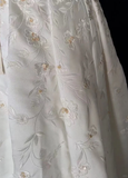 Vintage A line Bateau White Satin Long 1940s 1950s Wedding Dresses Elegant Bridal Gowns HZ1214