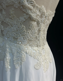 Vintage Mermaid Spaghetti Straps White Chiffon Appliques Long 1940s 1950s Wedding Dresses Elegant Bridal Gowns HZ1214