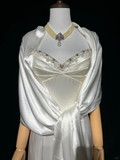 Vintage Mermaid Spaghetti Straps White Satin Beads Long 1940s 1950s Wedding Dresses Elegant Bridal Gowns HZ1214