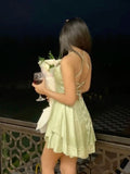 Pretty A Line Spaghetti Straps Yellow Satin Short Mini Formal 8th Grade Homecoming Dresses Summer Middle School Hoco Dress Homecoming Outfits HZ1214