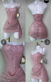 Cute Sheath Strapless Pink Sequin Mini Short Formal 8th Grade Homecoming Dresses Summer Middle School Hoco Dress Homecoming Outfits HZ1214