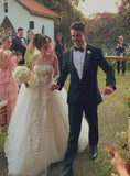 Princess Wedding Dress Ball Gown Strapless Tulle White Long Wedding Dresses Bridal Gowns Elegant Brides Gown HZ1214