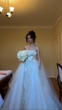 Princess Wedding Dress Ball Gown Strapless Tulle White Long Wedding Dresses Bridal Gowns Elegant Brides Gown HZ1214