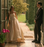 Unique Wedding Dress Ball Gown Square Neck Satin Long Wedding Dresses Bridal Gowns Elegant Brides Gown HZ1214