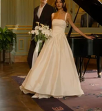 Unique Wedding Dress Ball Gown Square Neck Satin Long Wedding Dresses Bridal Gowns Elegant Brides Gown HZ1214
