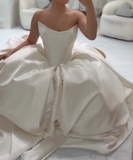 Classy Elegant Wedding Dress Ball Gown Strapless Satin White Wedding Dresses Bridal Gowns HZ1214