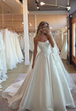 Classy Elegant Wedding Dress Ball Gown Strapless Satin White Wedding Dresses Bridal Gowns HZ1214