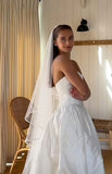 Dreamy Wedding Dress Ball Gown Strapless Satin White Wedding Dresses Bridal Gowns HZ1214