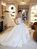 Classy Elegant Wedding Dress Ball Gown Strapless Satin Long Wedding Dresses Bridal Gowns HZ1214
