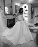 Classy Elegant Wedding Dress Ball Gown Strapless Satin Long Wedding Dresses Bridal Gowns HZ1214
