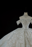 Timeless Bridal Gown Ball Gown Off The Shoulder Sequin Long Wedding Dresses Elegant Brides Gowns HZ1214