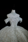 Timeless Bridal Gown Ball Gown Off The Shoulder Sequin Long Wedding Dresses Elegant Brides Gowns HZ1214