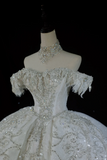 Timeless Bridal Gown Ball Gown Off The Shoulder Sequin Long Wedding Dresses Elegant Brides Gowns HZ1214