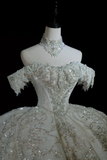 Timeless Bridal Gown Ball Gown Off The Shoulder Sequin Long Wedding Dresses Elegant Brides Gowns HZ1214
