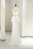 Unique Bridal Gown A Line Sweetheart White Satin Long Wedding Dresses With Silver Beads Elegant Brides Gowns HZ1214