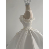 Dreamy Wedding Dress Ball Gown Off The Shoulder Satin White Wedding Dresses Bridal Gowns HZ1214