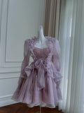 Fancy Short Hoco Dresses A line Straps Lilac Mini Blue Formal 8th Grade Homecoming Dresses Summer Middle School Homecoming Outfits HZ1214