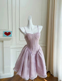 Fancy Short Hoco Dresses A line Straps Lilac Mini Blue Formal 8th Grade Homecoming Dresses Summer Middle School Homecoming Outfits HZ1214