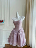 Fancy Short Hoco Dresses A line Straps Lilac Mini Blue Formal 8th Grade Homecoming Dresses Summer Middle School Homecoming Outfits HZ1214