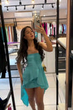Cute A Line Tiffany Blue Strapless Sleeveless Mini Short Formal 8th Grade Homecoming Dresses Summer Middle School Hoco Dress Homecoming Outfits 25 Birthday Dress HZ1214