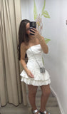 Sexy Sheath Strapless White Mini Short Formal 8th Grade Homecoming Dresses Summer Middle School Hoco Dress Homecoming Outfits Birthday Outfit HZ1214