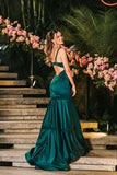 Elegant Mermaid Straps Green Satin Long Prom Dresses Party Dress Summer 20th Birthday Outfits 18th Birthday Dresses HZ1214
