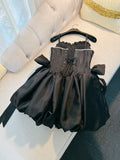 Fancy Short Hoco Dresses Ball Gown Spaghetti Straps Black Formal 8th Grade Homecoming Dresses Summer Middle School Homecoming Outfits HZ1214