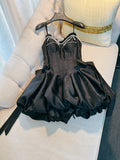 Fancy Short Hoco Dresses Ball Gown Spaghetti Straps Black Formal 8th Grade Homecoming Dresses Summer Middle School Homecoming Outfits HZ1214