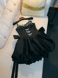 Fancy Short Hoco Dresses Ball Gown Spaghetti Straps Black Formal 8th Grade Homecoming Dresses Summer Middle School Homecoming Outfits HZ1214