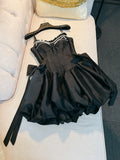 Fancy Short Hoco Dresses Ball Gown Spaghetti Straps Black Formal 8th Grade Homecoming Dresses Summer Middle School Homecoming Outfits HZ1214