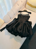 Fancy Short Hoco Dresses Ball Gown Spaghetti Straps Black Formal 8th Grade Homecoming Dresses Summer Middle School Homecoming Outfits HZ1214