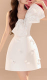 Pretty A line One Shoulder White Satin Formal 8th Grade Homecoming Dresses Summer Middle School Hoco Dress Homecoming Outfits HZ1214