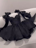 Pretty A line Black Satin Short Formal 8th Grade Homecoming Dresses Summer Middle School Hoco Dress Homecoming Outfits HZ1214