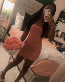 Pretty Sheath Spaghetti Straps Pink Short Mini Formal 8th Grade Homecoming Dresses Summer Middle School Hoco Dress Homecoming Outfits HZ1214