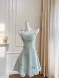 Fancy Short Hoco Dresses A line Spaghetti Straps Mint Green Formal 8th Grade Homecoming Dresses Summer Middle School Homecoming Outfits HZ1214