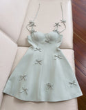 Fancy Short Hoco Dresses A line Spaghetti Straps Mint Green Formal 8th Grade Homecoming Dresses Summer Middle School Homecoming Outfits HZ1214