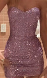 Pretty Sheath Sweetheart Sleeveless Sequin Lilac Short Mini Formal 8th Grade Homecoming Dresses Summer Middle School Hoco Dress Homecoming Outfits HZ1214