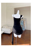 Fancy Short Hoco Dresses Sheath Spaghetti Straps Black Formal 8th Grade Homecoming Dresses Summer Middle School Homecoming Outfits HZ1214