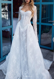 Modest Bridal Gown Ball Gown Strapless White Lace Long Summer Autumn Wedding Dresses Elegant Bridal Gowns HZ1214