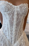 Modest Bridal Gown Ball Gown Strapless White Lace Long Summer Autumn Wedding Dresses Elegant Bridal Gowns HZ1214