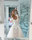 Modest Bridal Gown Ball Gown Strapless White Lace Long Summer Autumn Wedding Dresses Elegant Bridal Gowns HZ1214