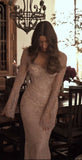 Ethereal Wedding Dress Sheath V Neck Lace Long Sleeves White Wedding Dresses Bridal Gowns HZ1214